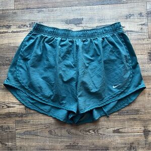 Nike Womens Dark Teal/Blue Dri-FIT Running Shorts Lined Drawstring Size XL